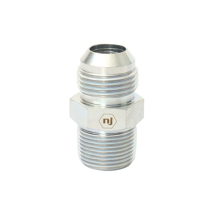 SAE 070102 Carbon Steel JIC NPT Male Thread Flare Tube Fitting 37 Degree